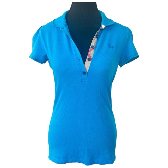 Burberry Tops - Vintage Burberry Brit Women's Blue Collard T-Shirt, Size Small